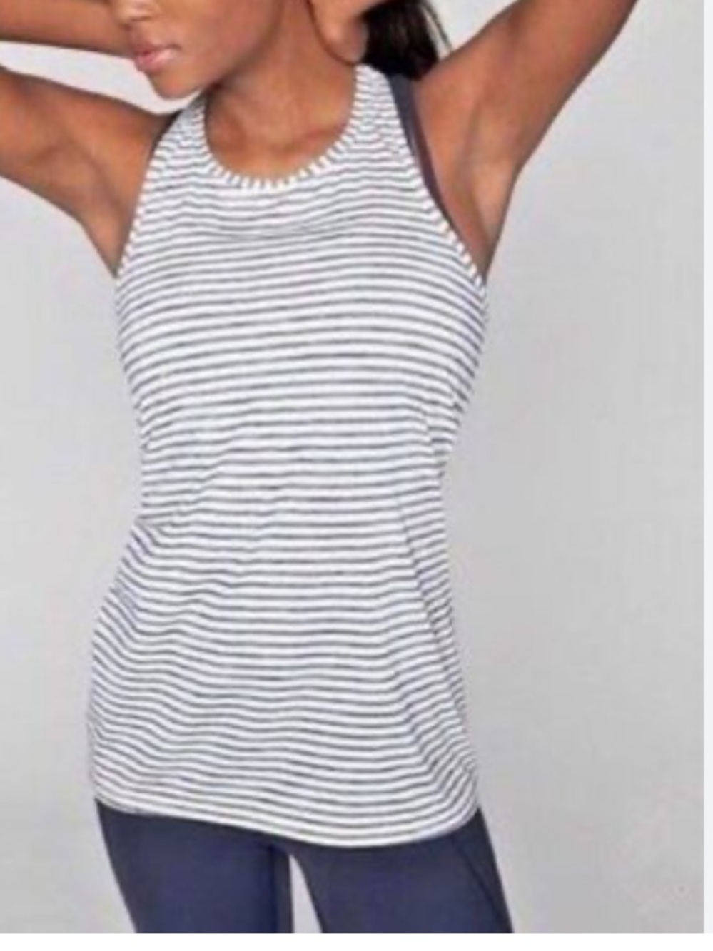 Athleta Black and White Striped Racerback Tank
